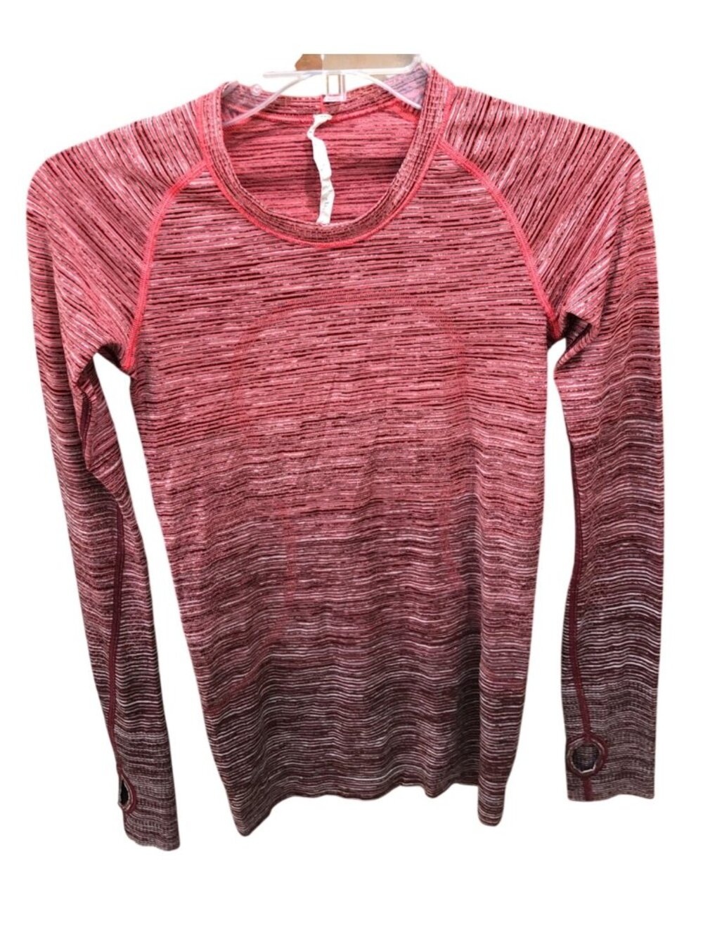 Lululemon Top Womens 4 Swiftly Tech Crew Long Sleeve Pink Red Athleisure Workout